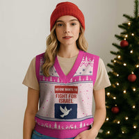 No One Wants To Fight For Israel Dove V-Neck Knit Sweater Vest Peace Freedom Supporter Anti War