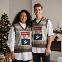 No One Wants To Fight For Israel Dove V-Neck Knit Sweater Vest Peace Freedom Supporter Anti War