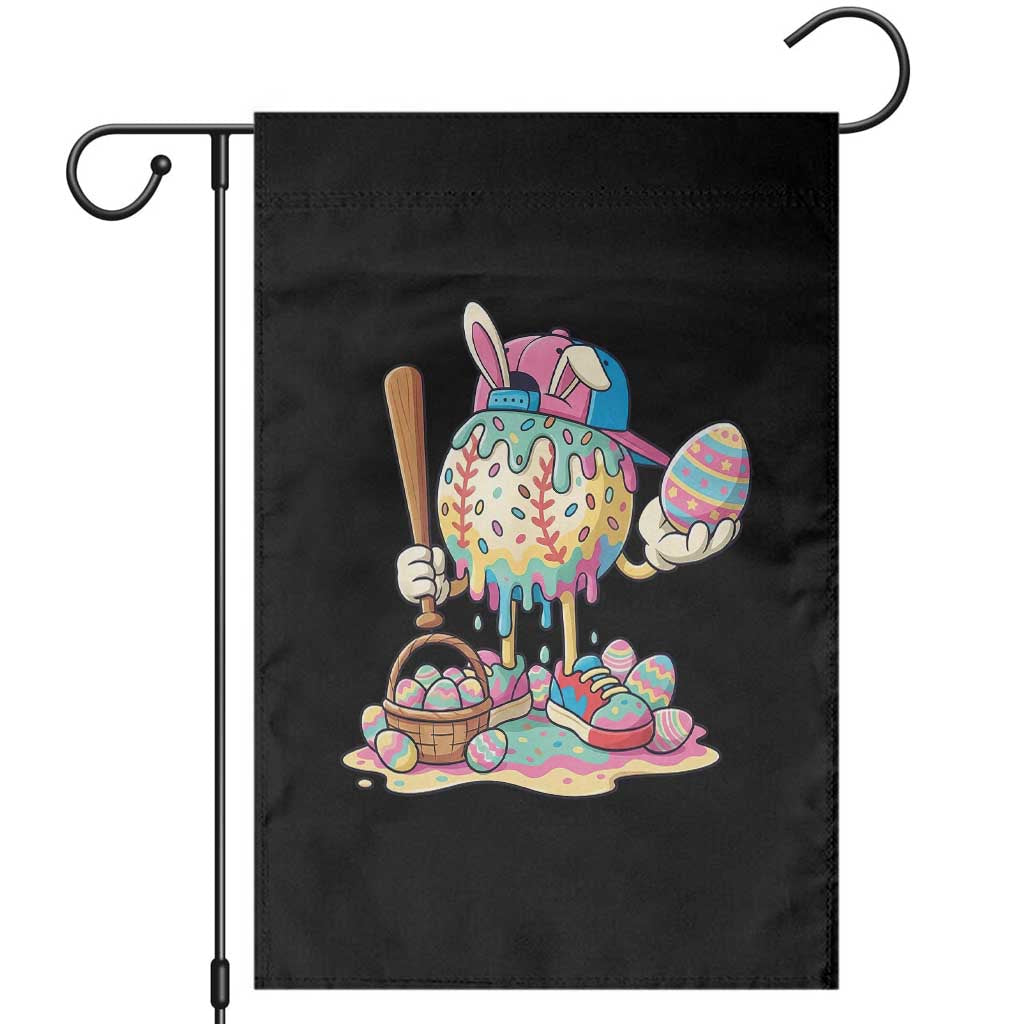 Funny Baseball Easter Bunny Graphic Garden Flag Colorful Drip Egg Hunt Sports Mashup
