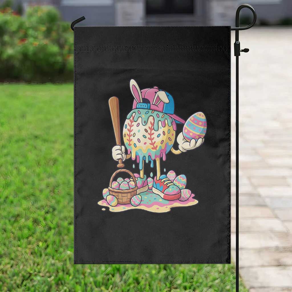 Funny Baseball Easter Bunny Graphic Garden Flag Colorful Drip Egg Hunt Sports Mashup