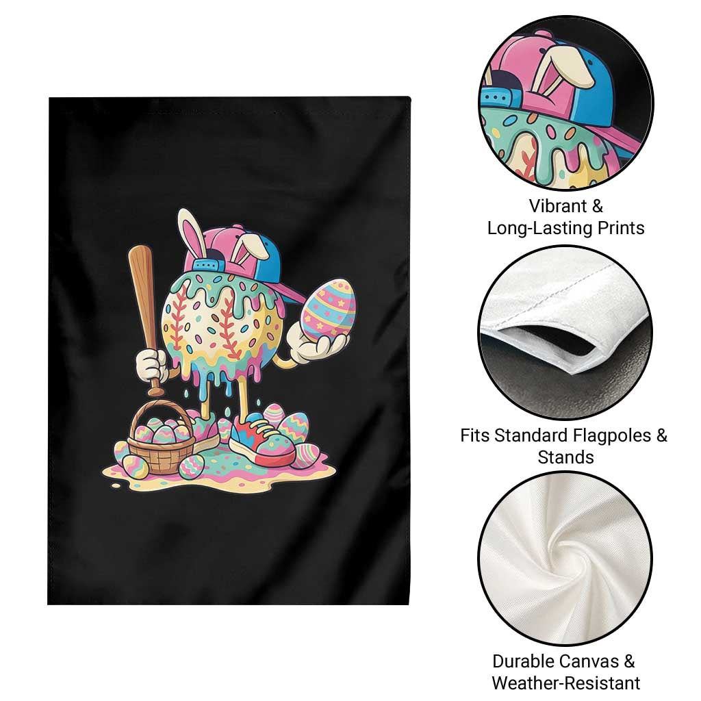Funny Baseball Easter Bunny Graphic Garden Flag Colorful Drip Egg Hunt Sports Mashup