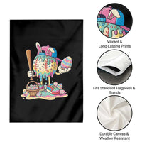 Funny Baseball Easter Bunny Graphic Garden Flag Colorful Drip Egg Hunt Sports Mashup