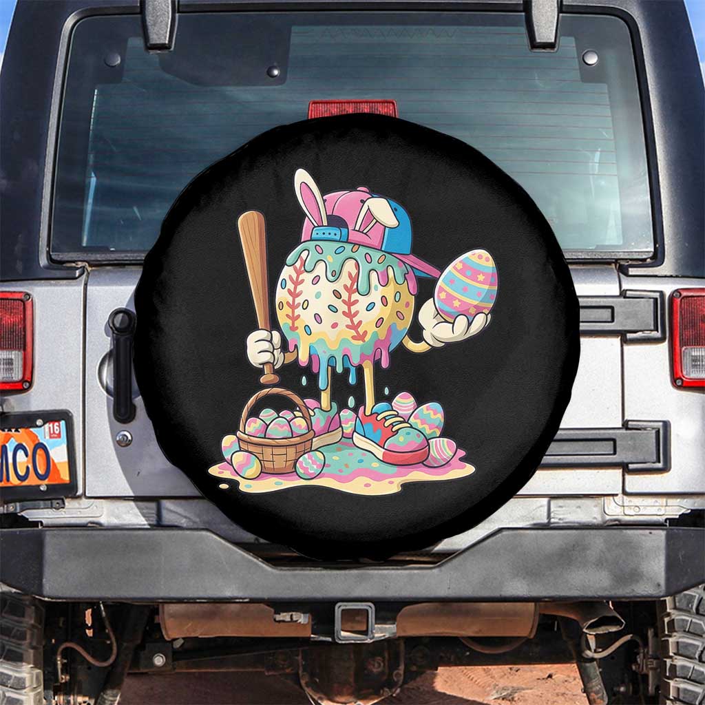 Funny Baseball Easter Bunny Graphic Spare Tire Cover Colorful Drip Egg Hunt Sports Mashup