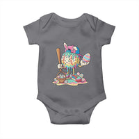 Funny Baseball Easter Bunny Graphic Baby Onesie Colorful Drip Egg Hunt Sports Mashup