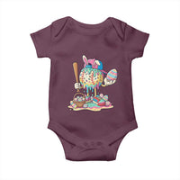 Funny Baseball Easter Bunny Graphic Baby Onesie Colorful Drip Egg Hunt Sports Mashup