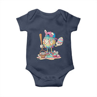 Funny Baseball Easter Bunny Graphic Baby Onesie Colorful Drip Egg Hunt Sports Mashup