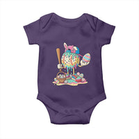 Funny Baseball Easter Bunny Graphic Baby Onesie Colorful Drip Egg Hunt Sports Mashup