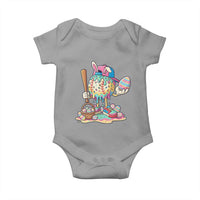 Funny Baseball Easter Bunny Graphic Baby Onesie Colorful Drip Egg Hunt Sports Mashup