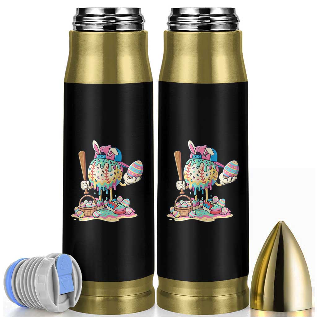 Funny Baseball Easter Bunny Graphic Bullet Tumbler Colorful Drip Egg Hunt Sports Mashup