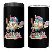 Funny Baseball Easter Bunny Graphic 4 in 1 Can Cooler Tumbler Colorful Drip Egg Hunt Sports Mashup
