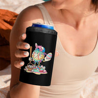 Funny Baseball Easter Bunny Graphic 4 in 1 Can Cooler Tumbler Colorful Drip Egg Hunt Sports Mashup
