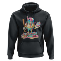 Funny Baseball Easter Bunny Graphic Hoodie Colorful Drip Egg Hunt Sports Mashup