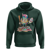 Funny Baseball Easter Bunny Graphic Hoodie Colorful Drip Egg Hunt Sports Mashup