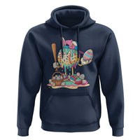 Funny Baseball Easter Bunny Graphic Hoodie Colorful Drip Egg Hunt Sports Mashup