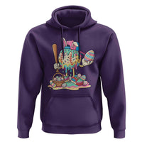 Funny Baseball Easter Bunny Graphic Hoodie Colorful Drip Egg Hunt Sports Mashup