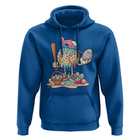 Funny Baseball Easter Bunny Graphic Hoodie Colorful Drip Egg Hunt Sports Mashup