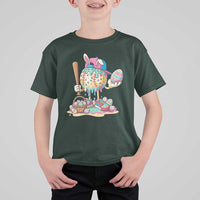 Funny Baseball Easter Bunny Graphic T Shirt For Kid Colorful Drip Egg Hunt Sports Mashup