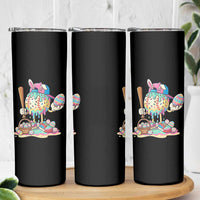 Funny Baseball Easter Bunny Graphic Skinny Tumbler Colorful Drip Egg Hunt Sports Mashup