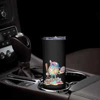 Funny Baseball Easter Bunny Graphic Skinny Tumbler Colorful Drip Egg Hunt Sports Mashup