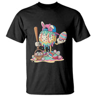 Funny Baseball Easter Bunny Graphic T Shirt Colorful Drip Egg Hunt Sports Mashup