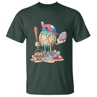 Funny Baseball Easter Bunny Graphic T Shirt Colorful Drip Egg Hunt Sports Mashup
