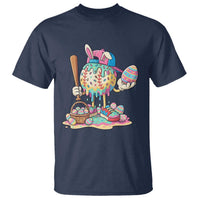 Funny Baseball Easter Bunny Graphic T Shirt Colorful Drip Egg Hunt Sports Mashup
