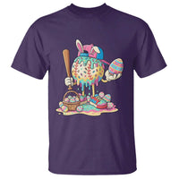 Funny Baseball Easter Bunny Graphic T Shirt Colorful Drip Egg Hunt Sports Mashup
