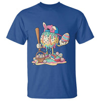 Funny Baseball Easter Bunny Graphic T Shirt Colorful Drip Egg Hunt Sports Mashup