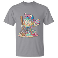 Funny Baseball Easter Bunny Graphic T Shirt Colorful Drip Egg Hunt Sports Mashup