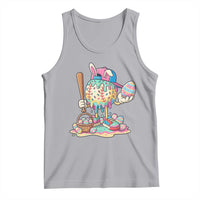 Funny Baseball Easter Bunny Graphic Tank Top Colorful Drip Egg Hunt Sports Mashup