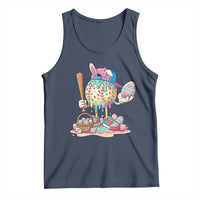 Funny Baseball Easter Bunny Graphic Tank Top Colorful Drip Egg Hunt Sports Mashup