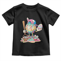 Funny Baseball Easter Bunny Graphic Toddler T Shirt Colorful Drip Egg Hunt Sports Mashup