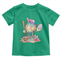Funny Baseball Easter Bunny Graphic Toddler T Shirt Colorful Drip Egg Hunt Sports Mashup