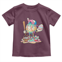 Funny Baseball Easter Bunny Graphic Toddler T Shirt Colorful Drip Egg Hunt Sports Mashup