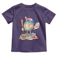 Funny Baseball Easter Bunny Graphic Toddler T Shirt Colorful Drip Egg Hunt Sports Mashup