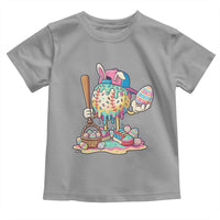 Funny Baseball Easter Bunny Graphic Toddler T Shirt Colorful Drip Egg Hunt Sports Mashup