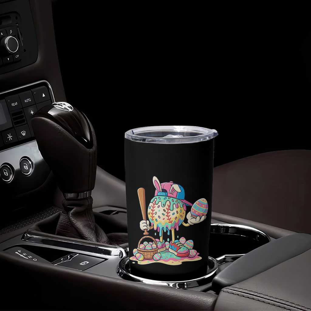 Funny Baseball Easter Bunny Graphic Tumbler Cup Colorful Drip Egg Hunt Sports Mashup