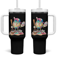 Funny Baseball Easter Bunny Graphic Tumbler With Handle Colorful Drip Egg Hunt Sports Mashup