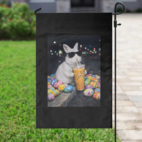 Cool Easter Bunny Drinking Iced Coffee Graphic Garden Flag Funny Sunglasses Rabbit Spring Aesthetic