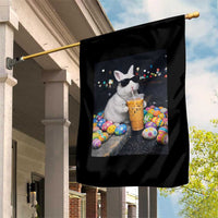 Cool Easter Bunny Drinking Iced Coffee Graphic Garden Flag Funny Sunglasses Rabbit Spring Aesthetic
