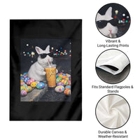 Cool Easter Bunny Drinking Iced Coffee Graphic Garden Flag Funny Sunglasses Rabbit Spring Aesthetic