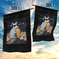 Cool Easter Bunny Drinking Iced Coffee Graphic Garden Flag Funny Sunglasses Rabbit Spring Aesthetic