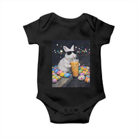 Cool Easter Bunny Drinking Iced Coffee Graphic Baby Onesie Funny Sunglasses Rabbit Spring Aesthetic