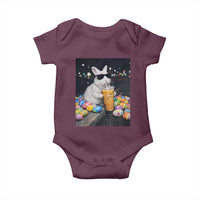 Cool Easter Bunny Drinking Iced Coffee Graphic Baby Onesie Funny Sunglasses Rabbit Spring Aesthetic
