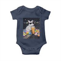 Cool Easter Bunny Drinking Iced Coffee Graphic Baby Onesie Funny Sunglasses Rabbit Spring Aesthetic