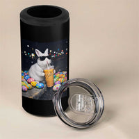 Cool Easter Bunny Drinking Iced Coffee Graphic 4 in 1 Can Cooler Tumbler Funny Sunglasses Rabbit Spring Aesthetic