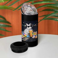 Cool Easter Bunny Drinking Iced Coffee Graphic 4 in 1 Can Cooler Tumbler Funny Sunglasses Rabbit Spring Aesthetic