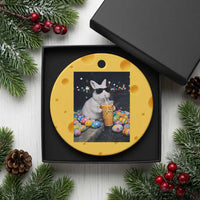 Cool Easter Bunny Drinking Iced Coffee Graphic Ceramic Ornament Funny Sunglasses Rabbit Spring Aesthetic