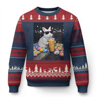Cool Easter Bunny Drinking Iced Coffee Graphic Ugly Christmas Sweater Funny Sunglasses Rabbit Spring Aesthetic