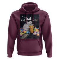 Cool Easter Bunny Drinking Iced Coffee Graphic Hoodie Funny Sunglasses Rabbit Spring Aesthetic
